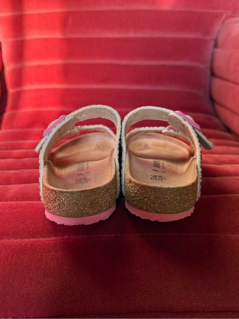 Birkenstock Kids Leopard Print Two-Strap Sandal with Pink Accents - Picture 4 of 6